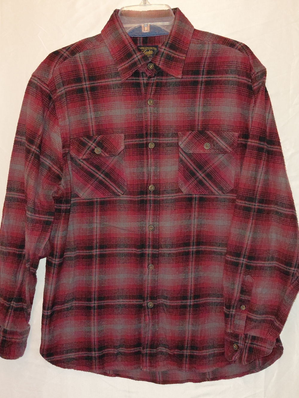 Jachs Red and Black Plaid Flannel Button-Down Shirt